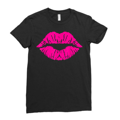 Lips Kiss T Shirt Ladies Fitted T-shirt Designed By Moriahchristensen