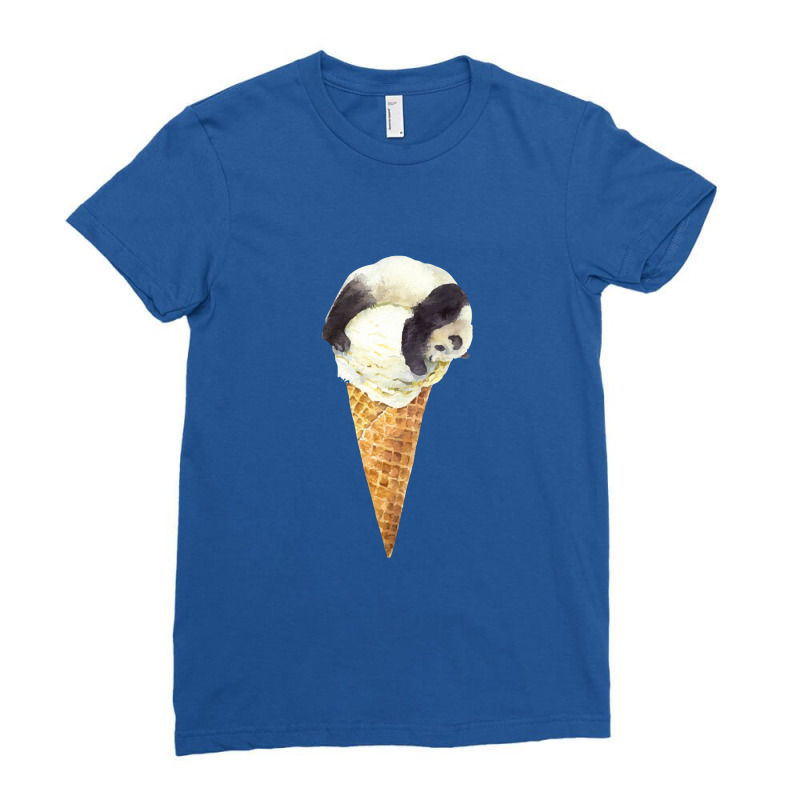 Panda On A Vanilla Ice Cream Cone,panda Cone Ice Cream Ladies Fitted T-Shirt by dafarary | Artistshot