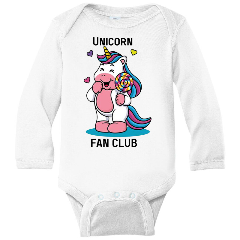 Unicorn Fan Club With Loly Pop Long Sleeve Baby Bodysuit | Artistshot