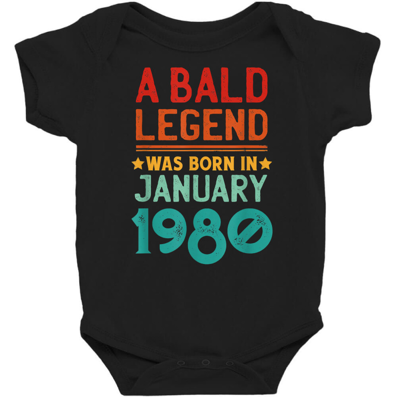 Mens Bald Men Born In January 1980 Funny T Shirt Baby Bodysuit | Artistshot