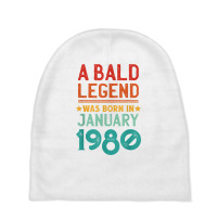 Mens Bald Men Born In January 1980 Funny T Shirt Baby Beanies | Artistshot