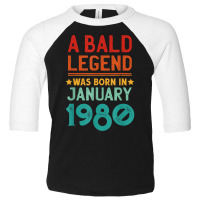 Mens Bald Men Born In January 1980 Funny T Shirt Toddler 3/4 Sleeve Tee | Artistshot