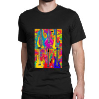 Tie Dye Electric Acoustic Guitar Display Paul Guitar Painting Collage  Classic T-shirt | Artistshot