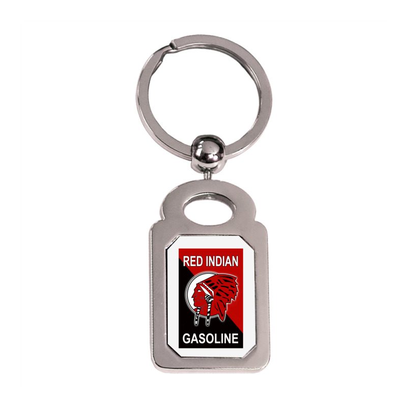 Awesome Red Indian Gasoline Silver Rectangle Keychain | Artistshot