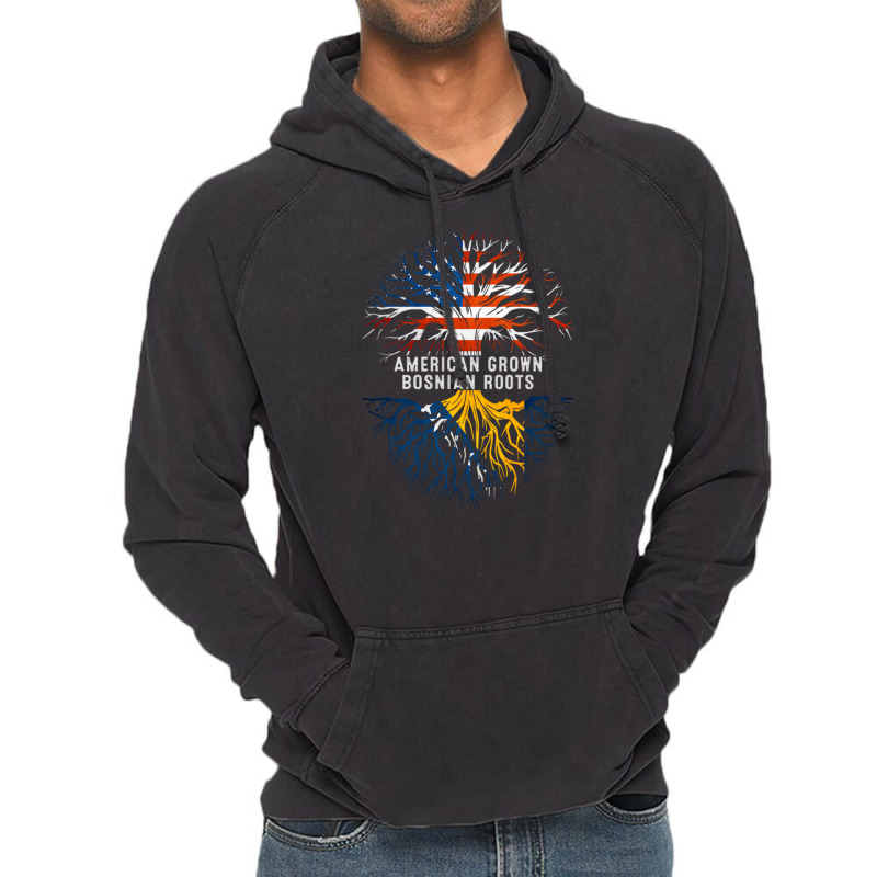 American Grown Bosnian Roots Bosnia Flag Usa Vintage Hoodie by DaniArt | Artistshot