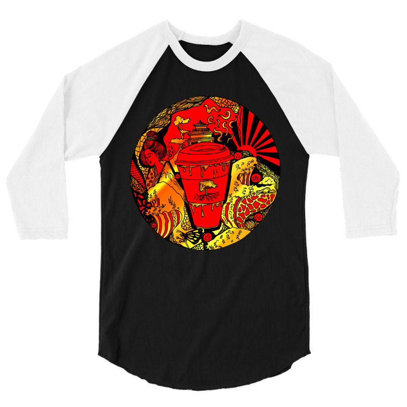 Limited Edition Gold And Red Coffee In Japan 3/4 Sleeve Shirt | Artistshot