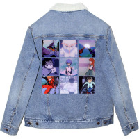 Neon Genesis Evangelion Vaporwave Aesthetic Unisex Sherpa-lined Denim Jacket | Artistshot