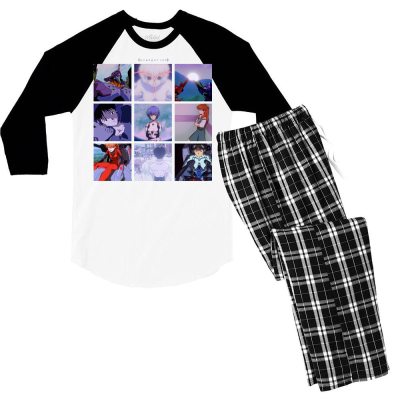 Neon Genesis Evangelion Vaporwave Aesthetic Men's 3/4 Sleeve Pajama Set | Artistshot