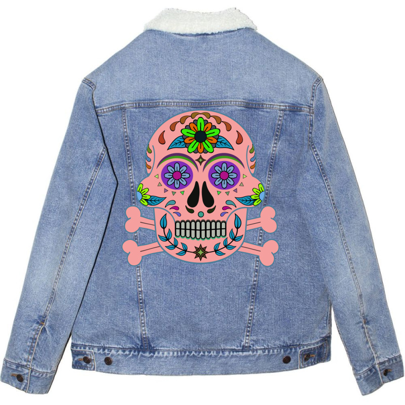 Dead Head Pink Unisex Sherpa-Lined Denim Jacket by yekbunyeikels | Artistshot