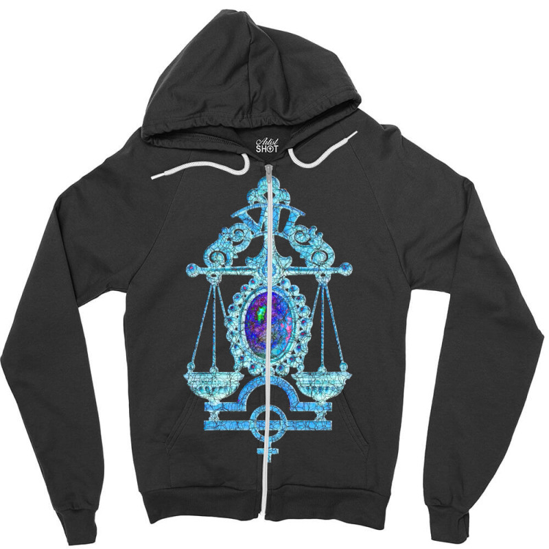 Libra In Ancient Blue Zipper Hoodie by yekbunyeikels | Artistshot