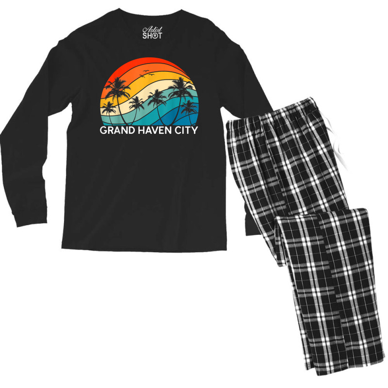 Retro Grand Haven City Beach Vintage Surf Palm Men Women T Shirt Men's ...
