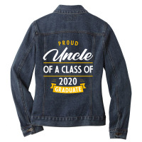 Proud Uncle Of A Class Of 2020 Graduate Gift Senior 2020 Funny Ladies Denim Jacket | Artistshot