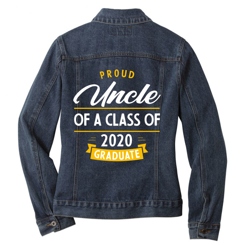 Proud Uncle Of A Class Of 2020 Graduate Gift Senior 2020 Funny Ladies Denim Jacket by Diogo Calheiros | Artistshot