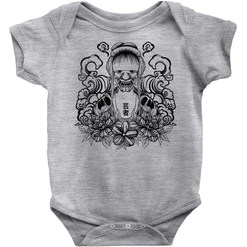 Samurai Warrior Geisha, Hannya Oni Mask Japan Anime T Shirt Baby Bodysuit by simonettemjnn | Artistshot