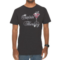 Cruisin' Therapy Bling Cruise Therapy Girls Trip Rhinestones T Shirt Vintage T-shirt | Artistshot