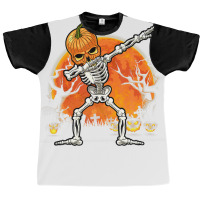 Pumpkin Skeleton Dabbing Funny Halloween Costume Graphic T-shirt | Artistshot