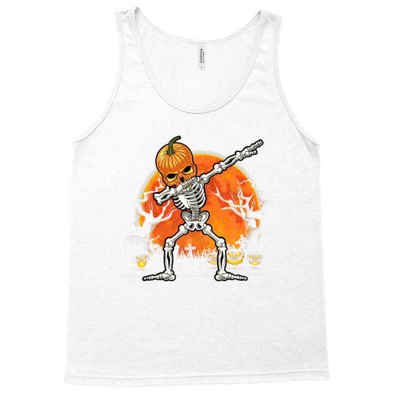 Pumpkin Skeleton Dabbing Funny Halloween Costume Tank Top | Artistshot