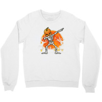 Pumpkin Skeleton Dabbing Funny Halloween Costume Crewneck Sweatshirt | Artistshot