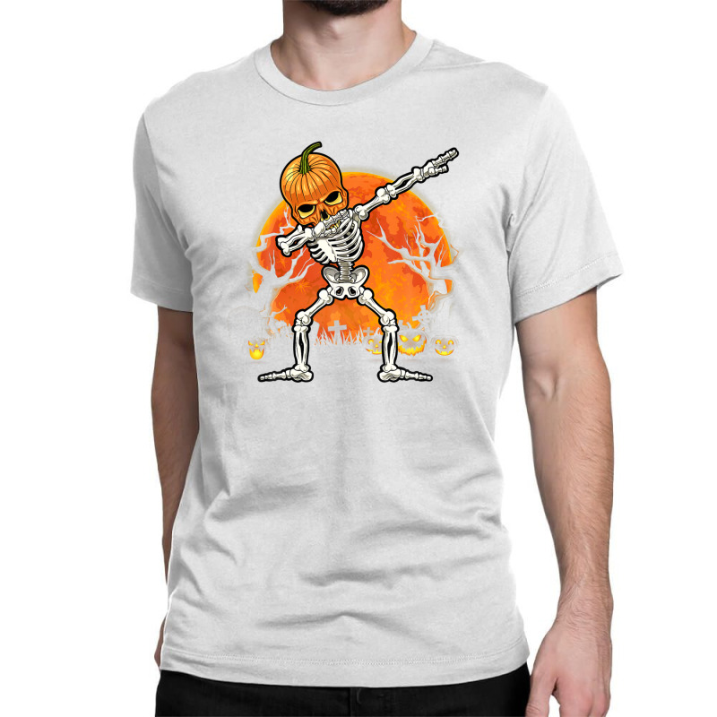 Pumpkin Skeleton Dabbing Funny Halloween Costume Classic T-shirt | Artistshot