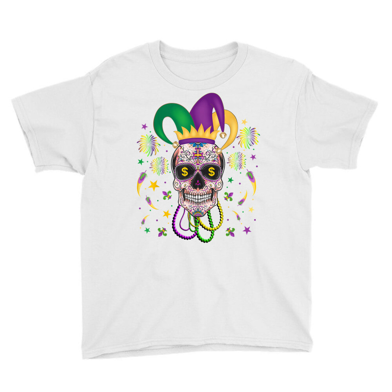 Sugar Skull Jester Hat Funny Mardi Gras Costume Outfit Party T Shirt Youth Tee | Artistshot