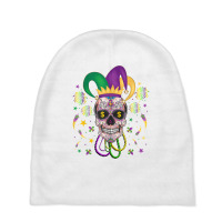 Sugar Skull Jester Hat Funny Mardi Gras Costume Outfit Party T Shirt Baby Beanies | Artistshot