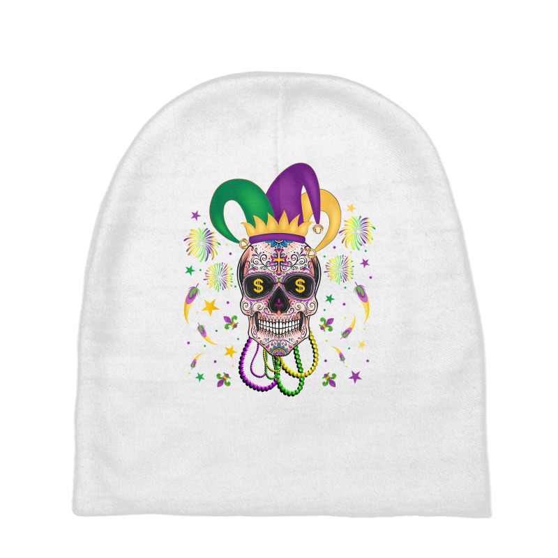 Sugar Skull Jester Hat Funny Mardi Gras Costume Outfit Party T Shirt Baby Beanies | Artistshot