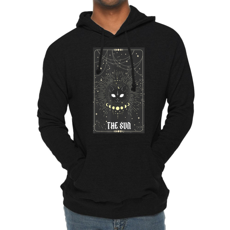 Tarot Card Crescent Sun And Cat Lightweight Hoodie | Artistshot