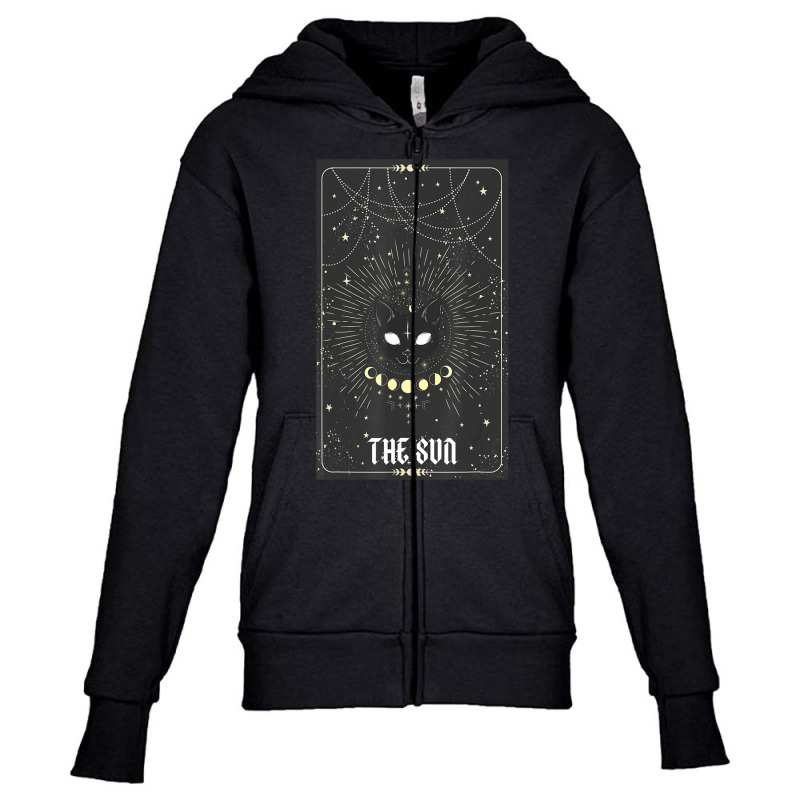 Tarot Card Crescent Sun And Cat Youth Zipper Hoodie | Artistshot