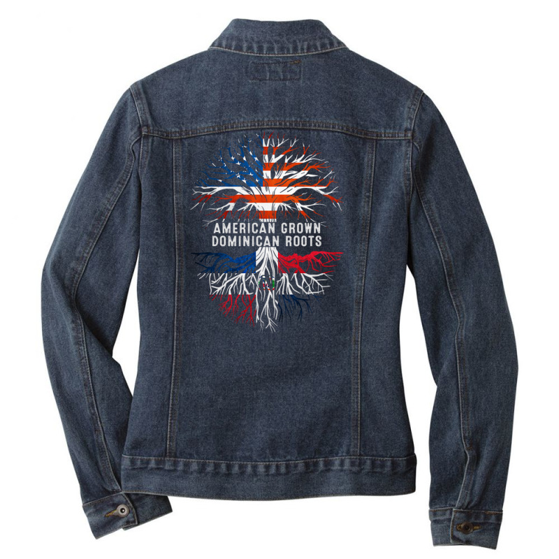 American Grown Dominican Roots Tree Dominican Republic Flag Usa Ladies Denim Jacket by DaniArt | Artistshot