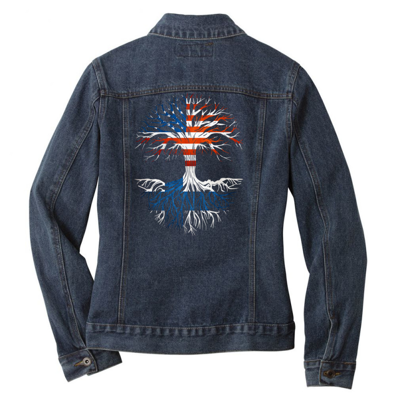 American Grown Finnish Roots Finland Flag Usa Flag Ladies Denim Jacket by DaniArt | Artistshot