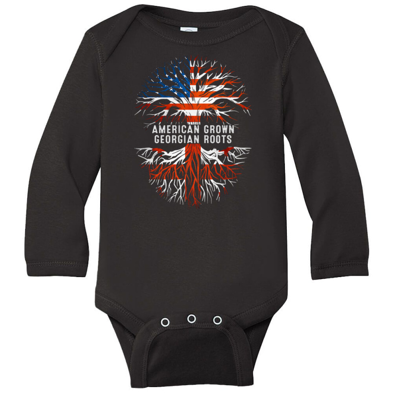 American Grown Georgian Roots Tree Georgia Flag Usa Long Sleeve Baby Bodysuit by DaniArt | Artistshot