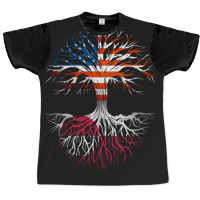 American Grown Greenlandic Roots Tree Greenland Flag Usa Flag Graphic T-shirt | Artistshot