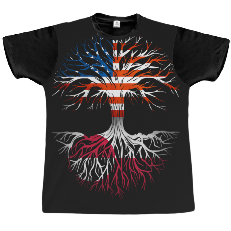 American Grown Greenlandic Roots Tree Greenland Flag Usa Flag Graphic T-shirt | Artistshot