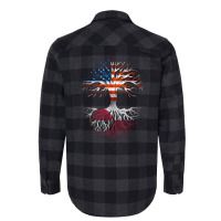 American Grown Greenlandic Roots Tree Greenland Flag Usa Flag Flannel Shirt | Artistshot