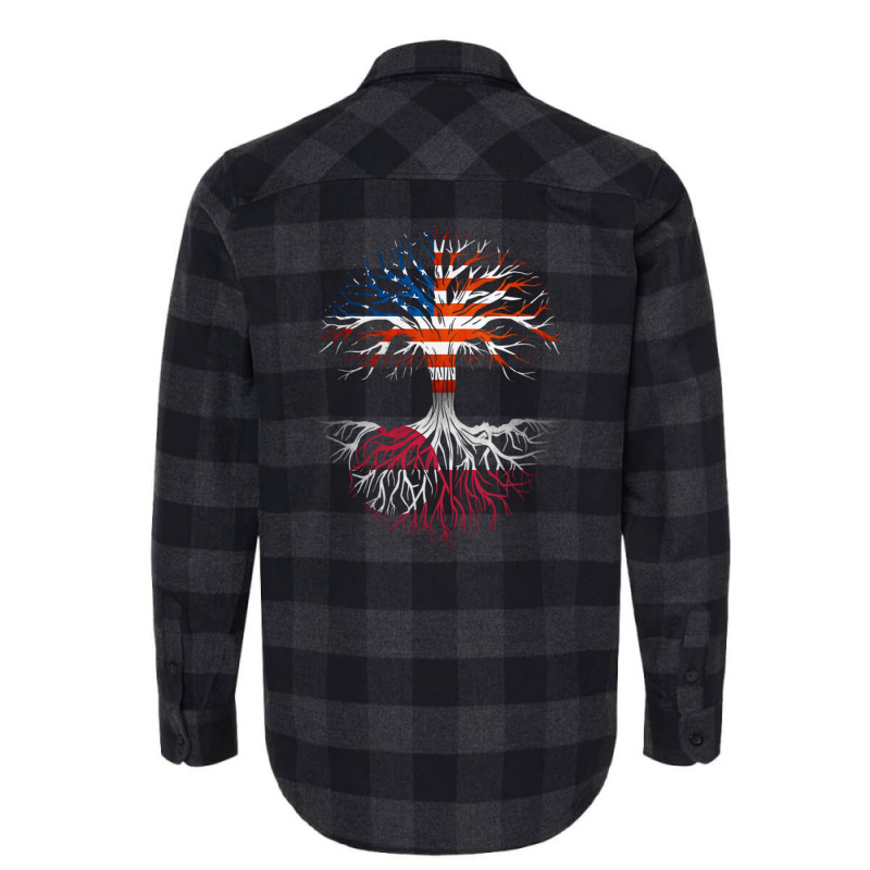 American Grown Greenlandic Roots Tree Greenland Flag Usa Flag Flannel Shirt | Artistshot