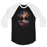 American Grown Greenlandic Roots Tree Greenland Flag Usa Flag 3/4 Sleeve Shirt | Artistshot