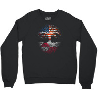 American Grown Greenlandic Roots Tree Greenland Flag Usa Flag Crewneck Sweatshirt | Artistshot