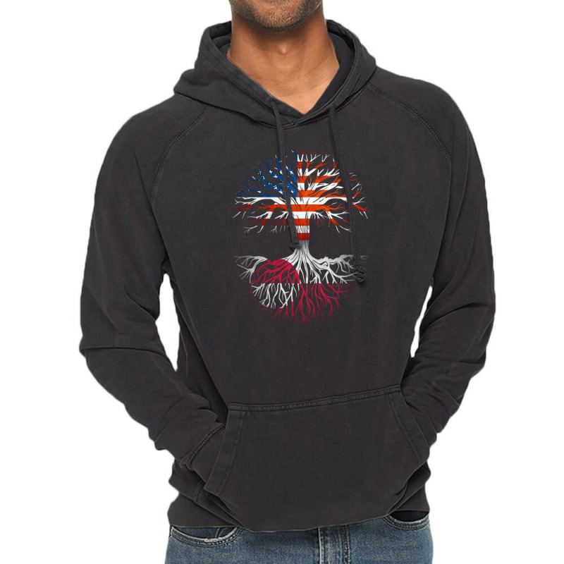 American Grown Greenlandic Roots Tree Greenland Flag Usa Flag Vintage Hoodie | Artistshot