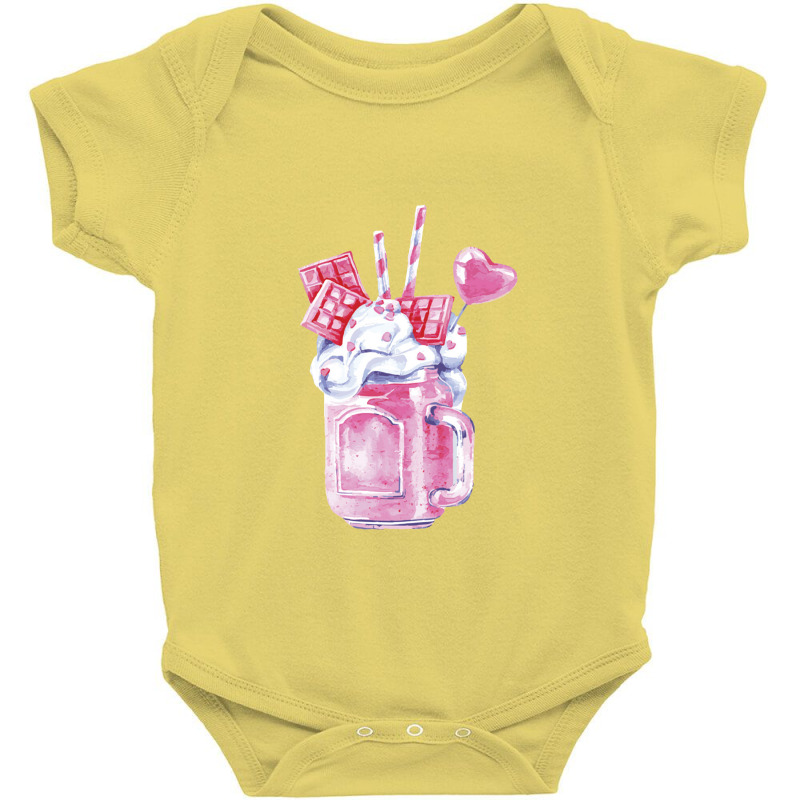 Pink Valentine Smoothie,strawberry Pink Milkshake Baby Bodysuit by dafarary | Artistshot