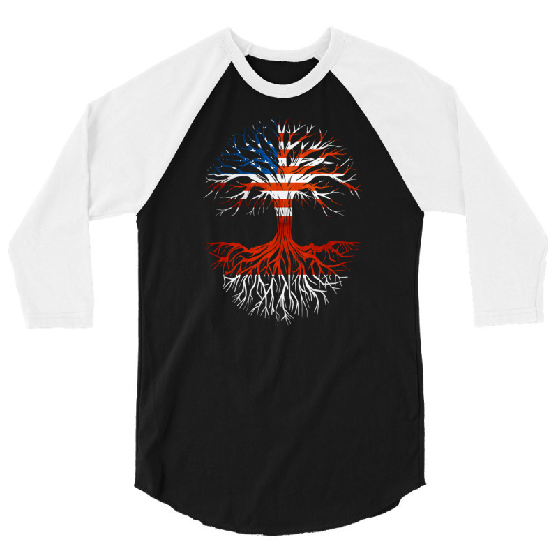 American Grown Indonesian Roots Tree Indonesia Flag Usa Flag 3/4 Sleeve Shirt | Artistshot