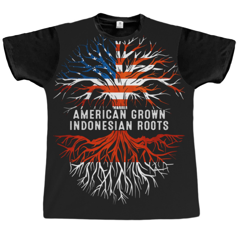 American Grown Indonesian Roots Tree Indonesia Flag Usa Graphic T-shirt | Artistshot