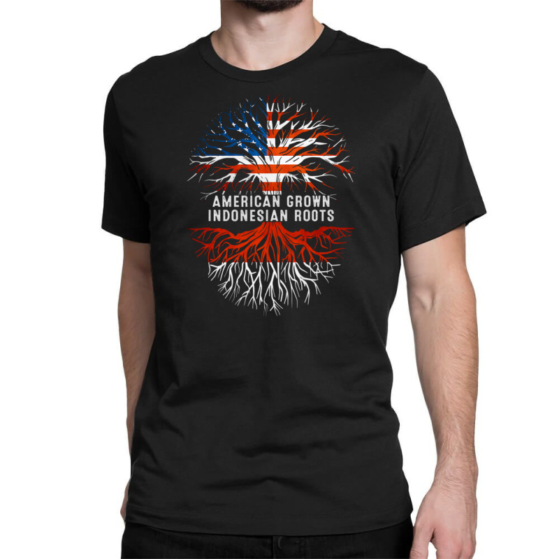 American Grown Indonesian Roots Tree Indonesia Flag Usa Classic T-shirt | Artistshot