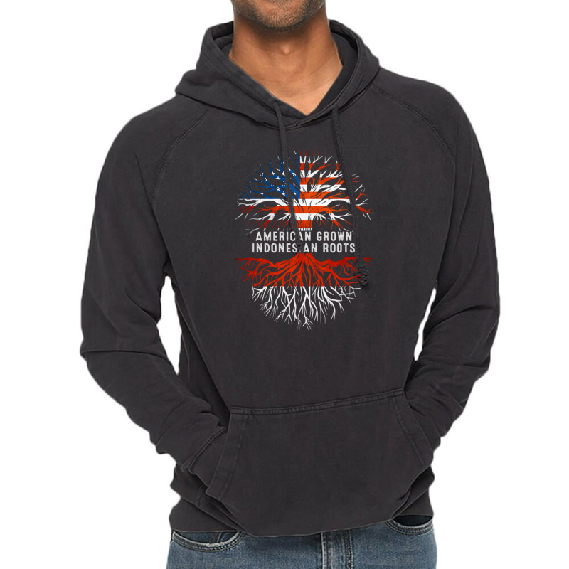 American Grown Indonesian Roots Tree Indonesia Flag Usa Vintage Hoodie | Artistshot