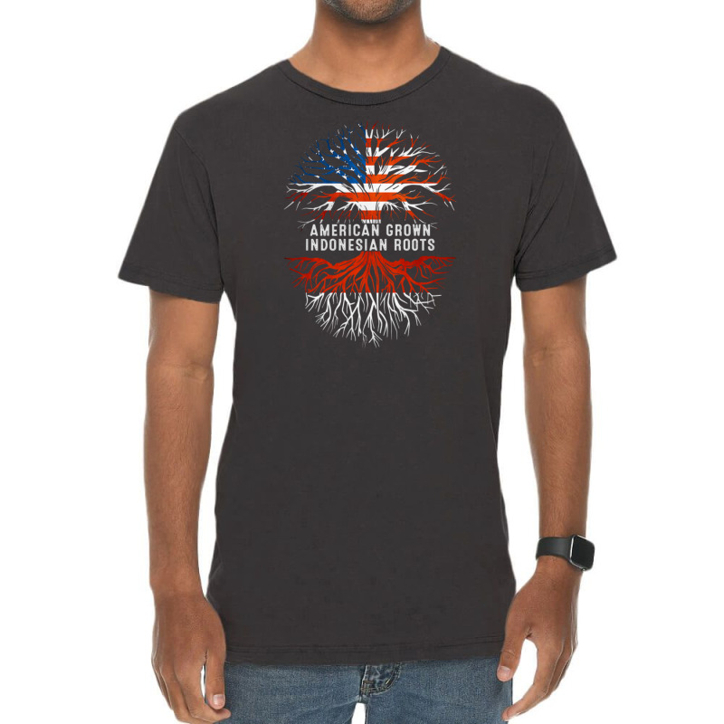 American Grown Indonesian Roots Tree Indonesia Flag Usa Vintage T-shirt | Artistshot