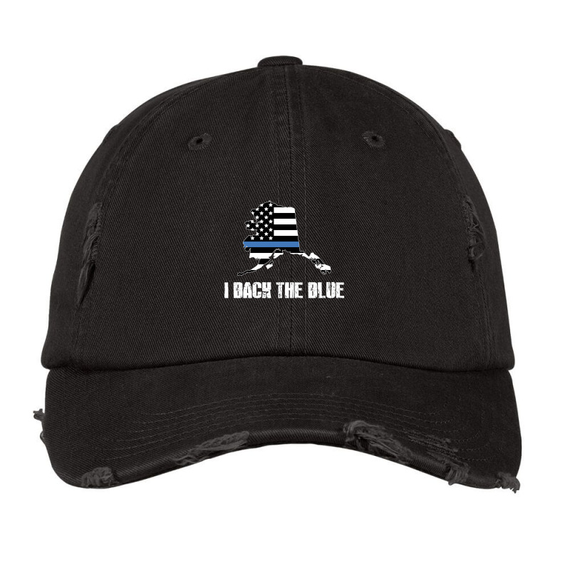 Alaska Police Appreciation Thin Blue Line I Back The Blue Vintage Cap by tiffany.co | Artistshot