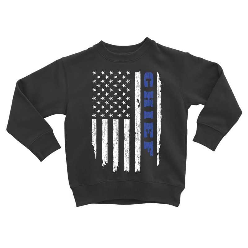 Police Chief Thin Blue Line American Flag Usa Toddler Sweatshirt by tiffany.co | Artistshot