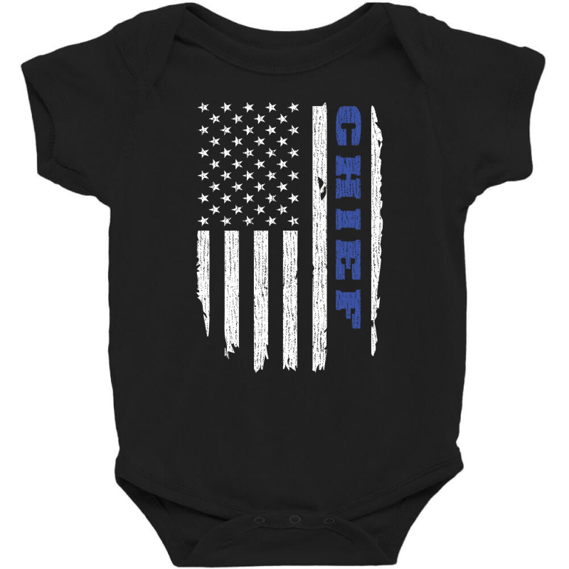 Police Chief Thin Blue Line American Flag Usa Baby Bodysuit by tiffany.co | Artistshot