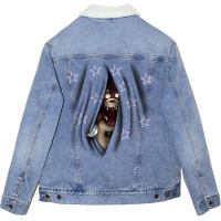 Peeking Foxy (with Curtain Stars) Unisex Sherpa-lined Denim Jacket | Artistshot