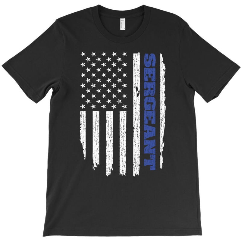 Police Sergeant Thin Blue Line American Flag Usa T-Shirt by tiffany.co | Artistshot