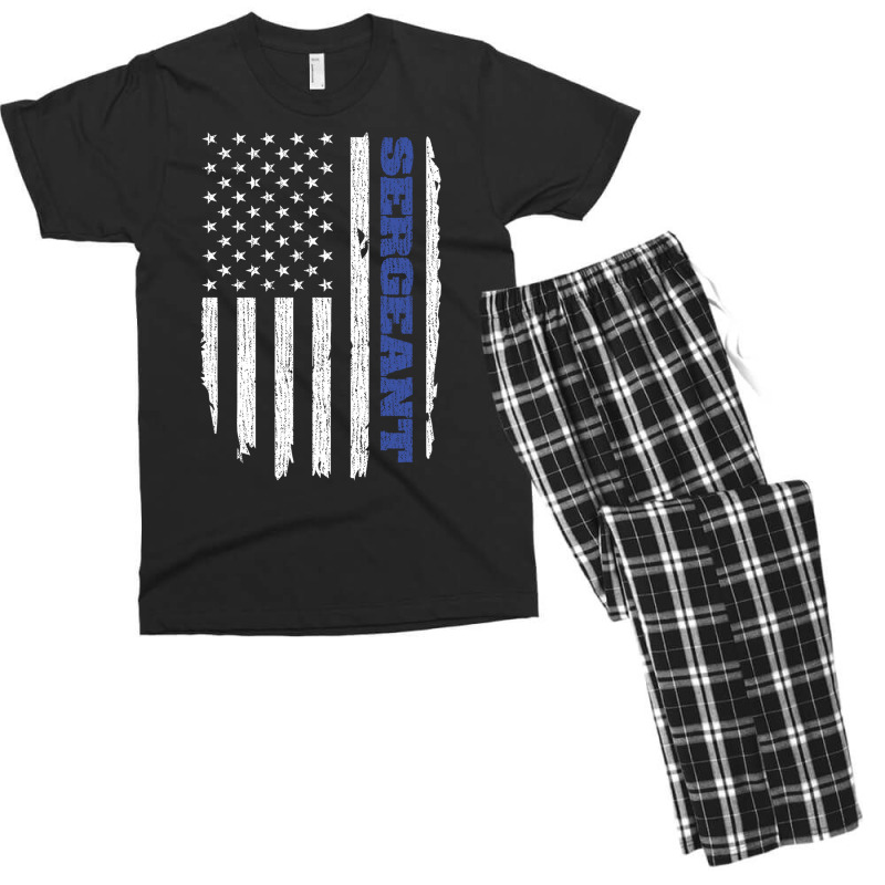 Police Sergeant Thin Blue Line American Flag Usa Men's T-shirt Pajama Set by tiffany.co | Artistshot